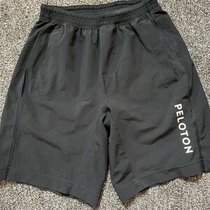 Peloton Men’s Black Athletic Shorts with White Logo